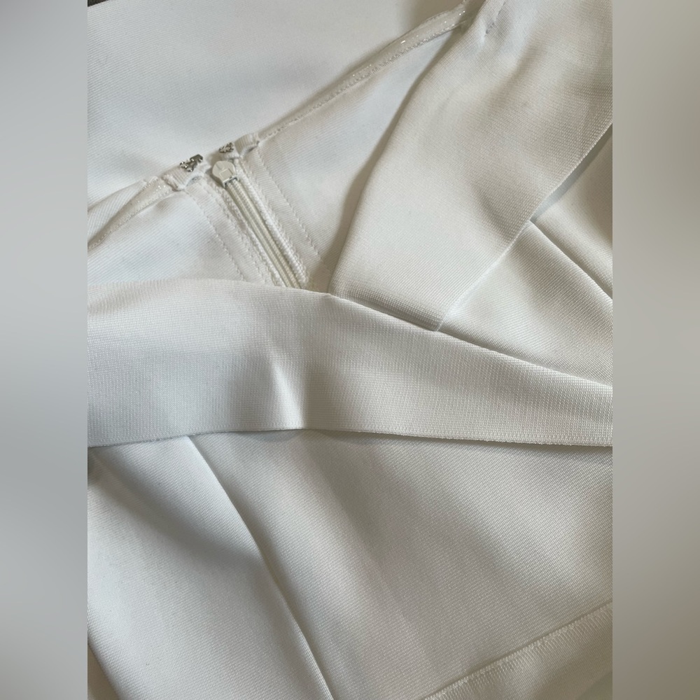 Off Shoulder Ruffle Trim Backless Split Thigh Dre… - image 4